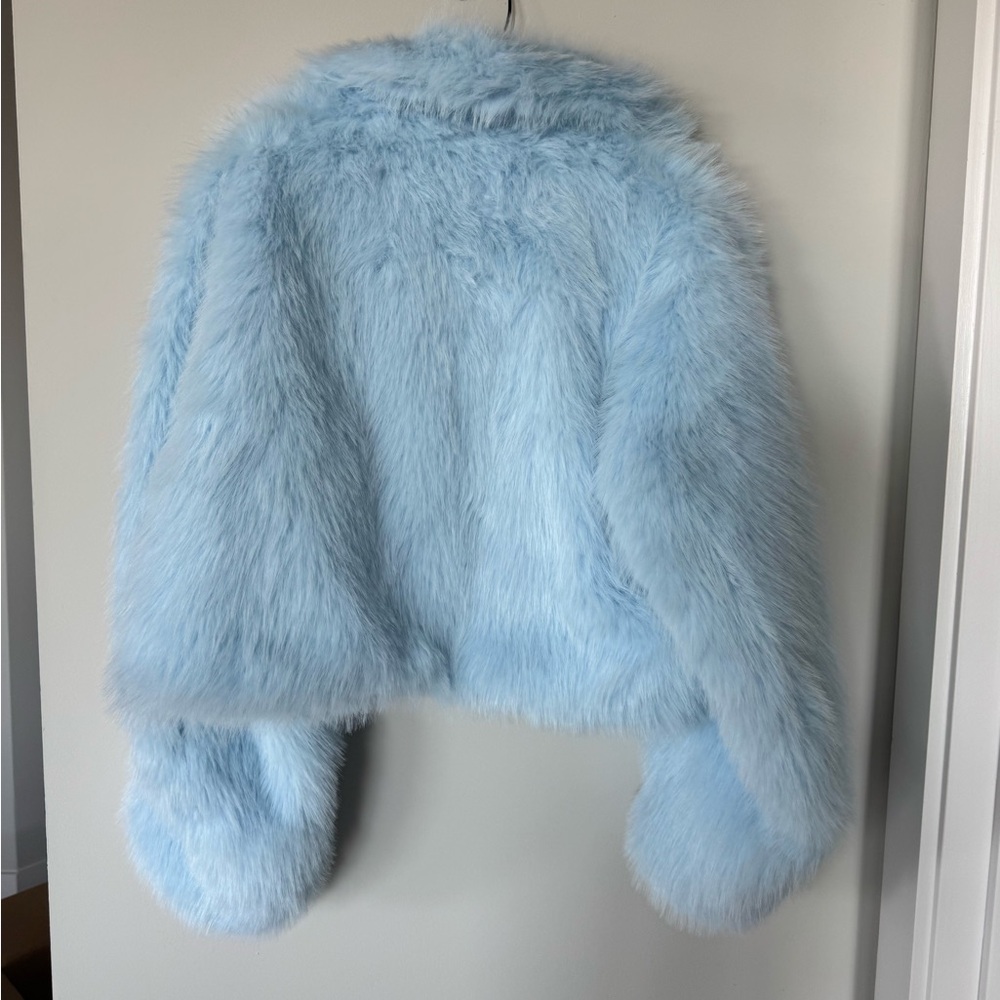Free People Powder Blue Faux Fur Teddy Jacket - Picture 2 of 4